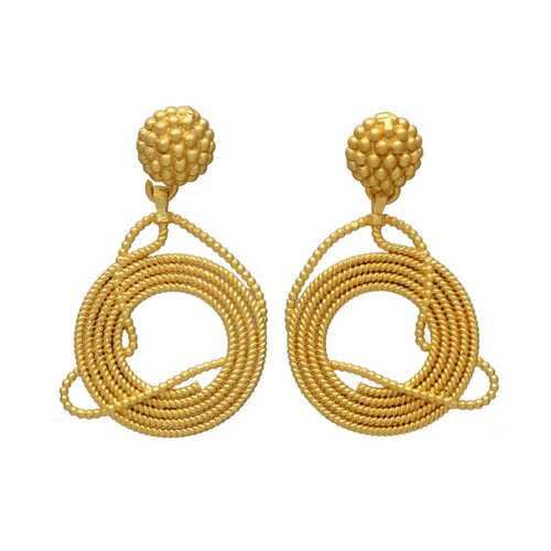 Hanging Golden Hand Crafted Brass Earrings