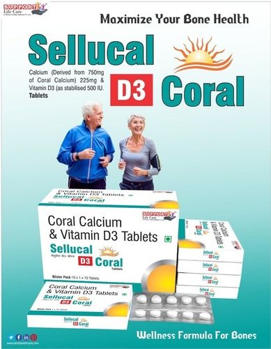 Tablet Calcium 225mg (750mg of Coral Calcium) + Vitamin D3 500iu