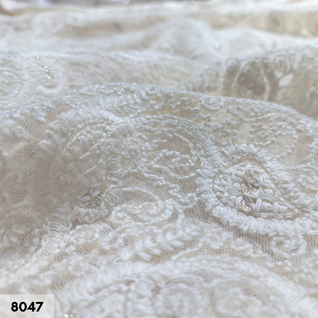 Designer Cotton thread Allover Net Embroidery fabric