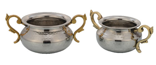 SS Punjabi Handi with Brass Handle