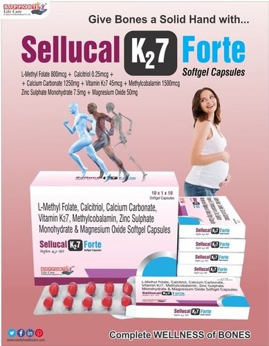 Capsule Soft Gel Calcitriol 0.25mcg + Calcium Carbonate 500mg + zinc 7.5mg +  Magnesium 50mg + Vitamin K2-7 45mcg + Methylcobalamin  1500mcg + L-Methylfolate 800mcg