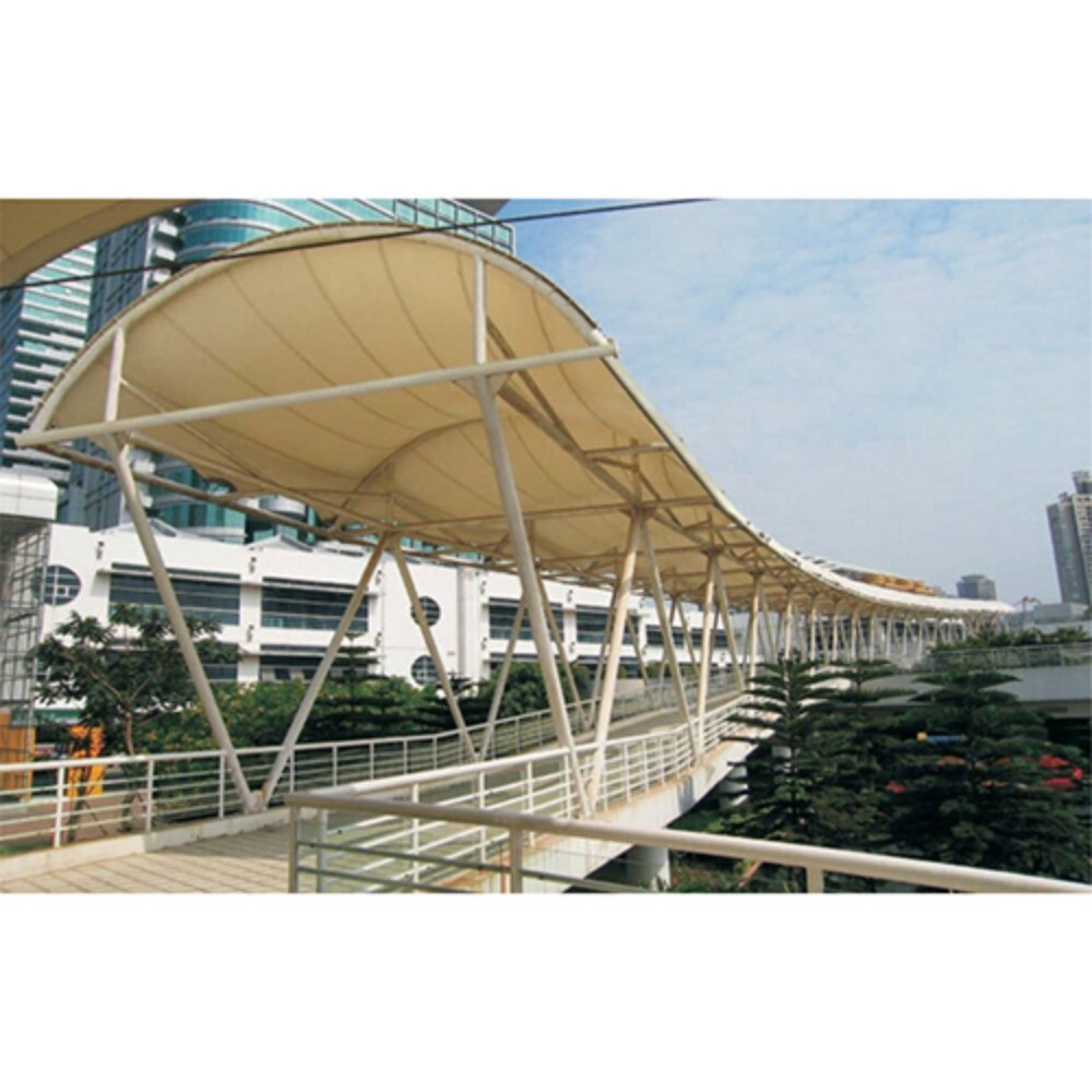 PVC Bridge Tensile Structure - Custom Dimensions, White Design | Long Life, Pole Fitted Connection
