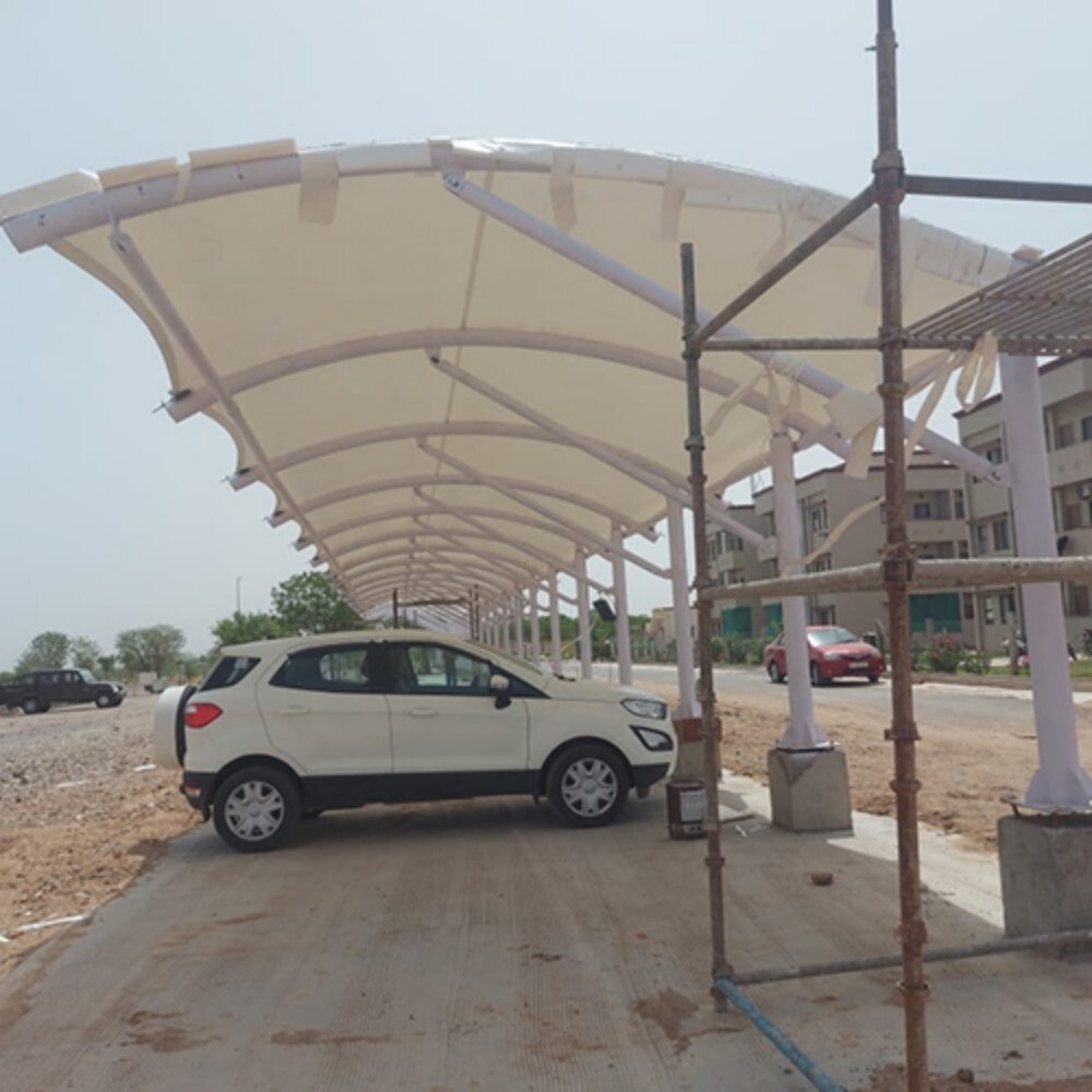 Pvc White Car Parking Shed - Dimension (L*W*H): As Per Requirement Foot (Ft)