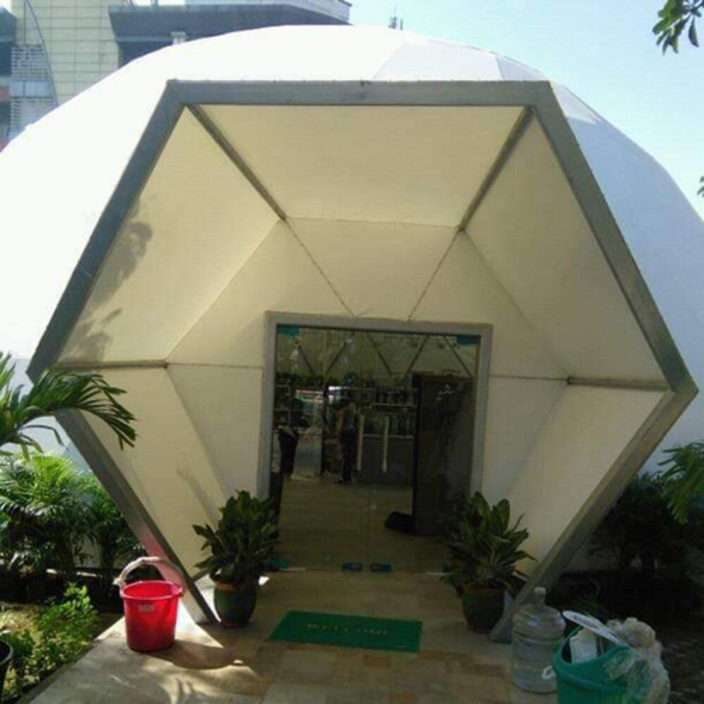 Metal Tensile Geodesic Dome Structure - Color: White