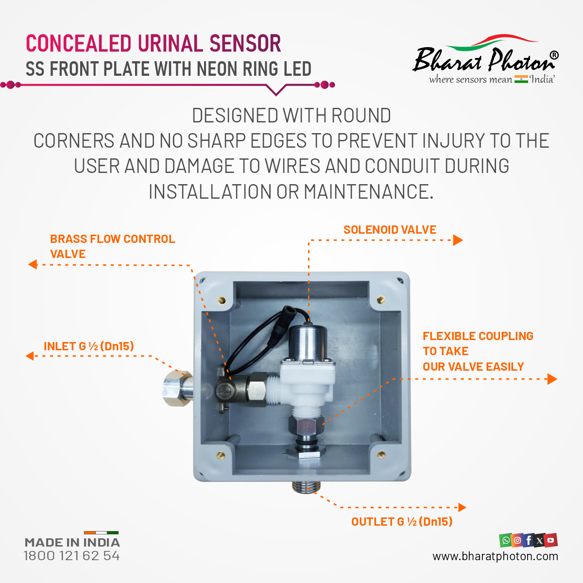 Concealed Urinal Flusher BP-U992 DC Bharat Photon