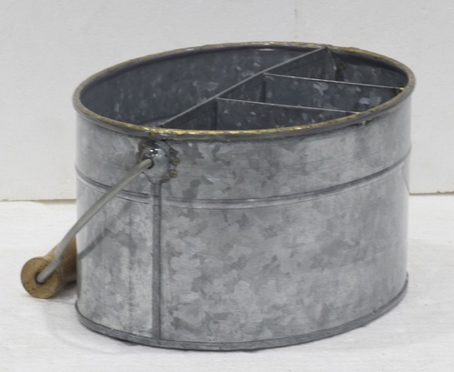 Round Galvanised Cutlery Holder