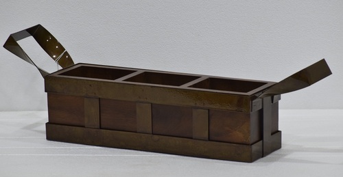 14 Inch Wooden Cutlery Holder With Leather Handle