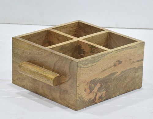 Wooden Cutlery Holder With Wood Handle