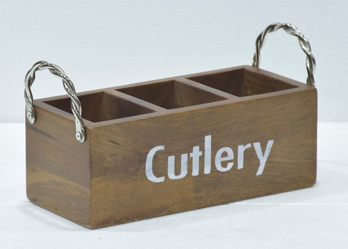 12 Inch Wooden Rectangular Cutlery Holder