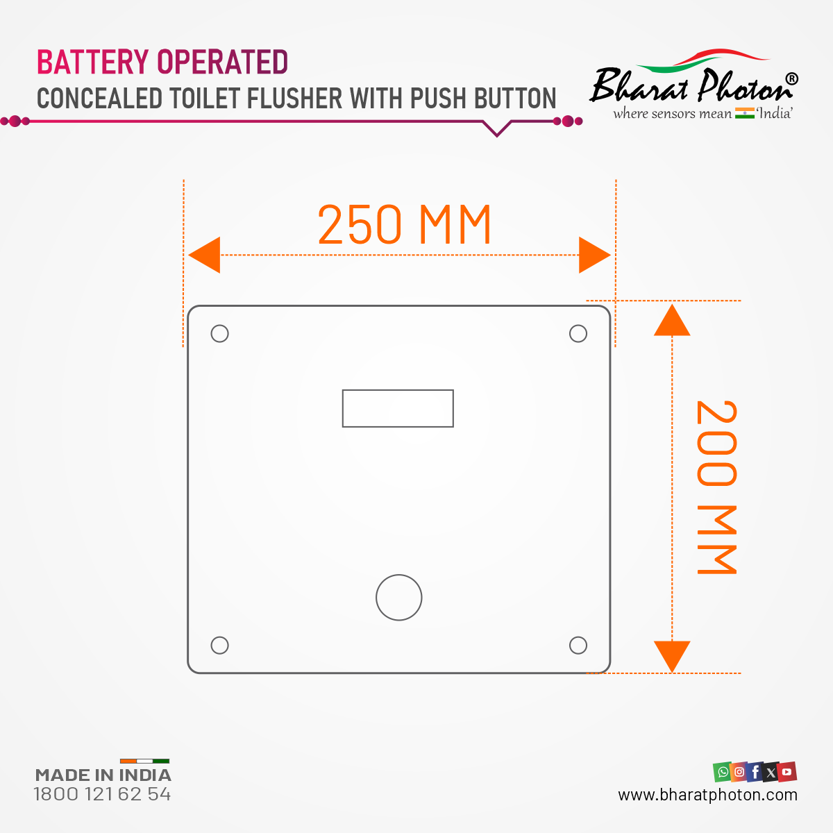 Automatic Toilet Flusher with Push Button Flush BP-W4472 Bharat Photon