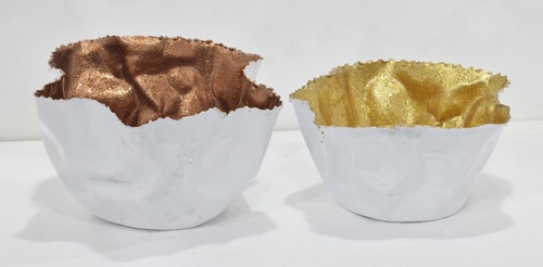 Metal Decorative Item Set With Copper & Gold Finish
