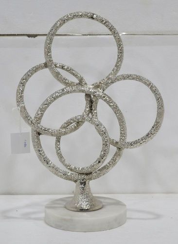 Metal Decorative Item With Marble Base & Silver Plated