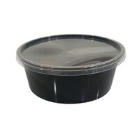 250ML Plastic Round Box ( White / Black )