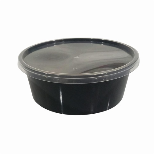 500ML Plastic Round Box ( White / Black )
