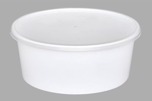 750ML Wide Plastic Round Box ( White / Black )