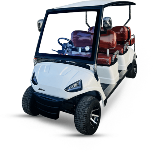 Battery Operated Golf Cart - Steel Build, Sleek Ivory White Design | Eco-Conscious Electric Mobility, Intuitive Controls, Spacious Gear Compartment