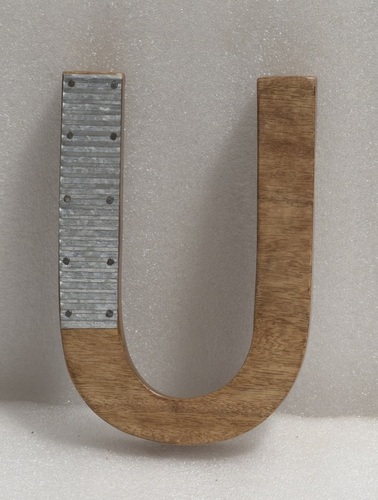 7 Inch Wooden Decorative Item With Metal Strip