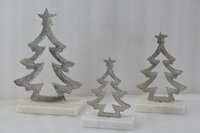 Set Of 3 Metal X Mas Tree With Silver Finish - Application: Interior Decor