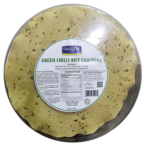 200 Gm Green Chilli Rice Crackers Fat Contains (%): Nil Percentage ( % )