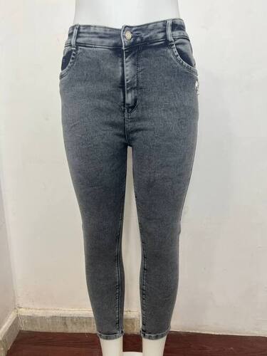 M Moddy 615Grey Single Button Slim Fit Women Jeans