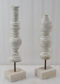 19 Inch Wooden Decorative Items Set With White Wash - Color: Different