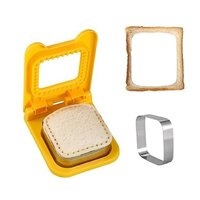 Stainless Steel Square Sandwich Mold Maker - Stainless Steel, 10x10cm, Silver | Mirror Polished, Integrated Handles, Dishwasher Safe
