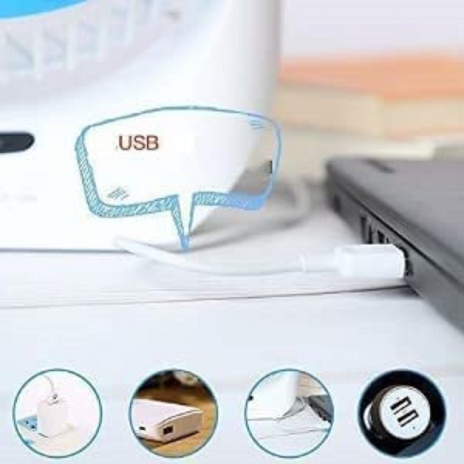 RECHARGEABLE TABLE FAN WITH LIGHT