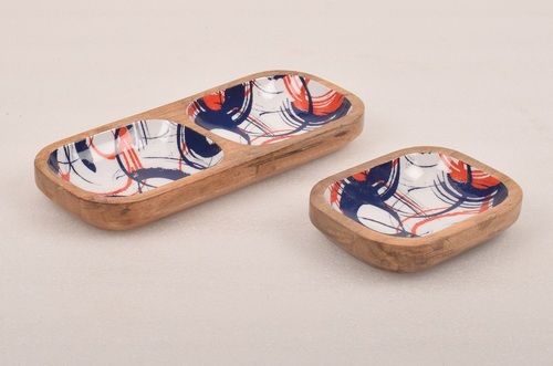 Wooden Dishes With Enamel