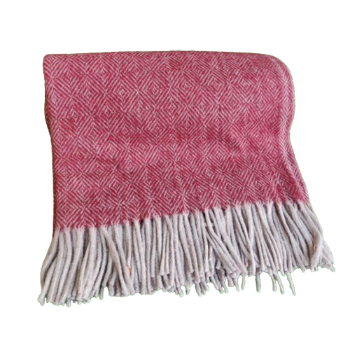Berry Red Diamond Herringbone Pattern Tartan Woolen Blanket
