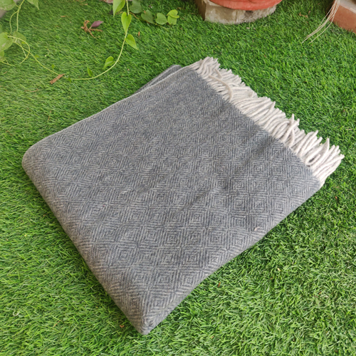 Charcoal Diamond Herringbone Pattern Woolen Blankets