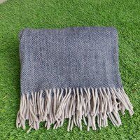 Navy Blue Diamond Herringbone Pattern Woolen Blankets