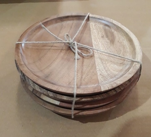 Wooden Round Dish With Original Finish