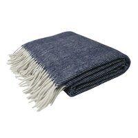 Herringbones Navy Blue Woolen Blanket