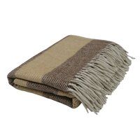 Striped Herrignbones Mustard and Natural Brown Woolen Blanket