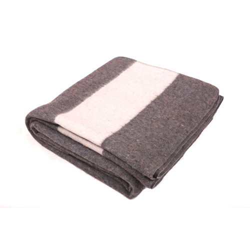 Grey White Stripe Military Woolen Blanket