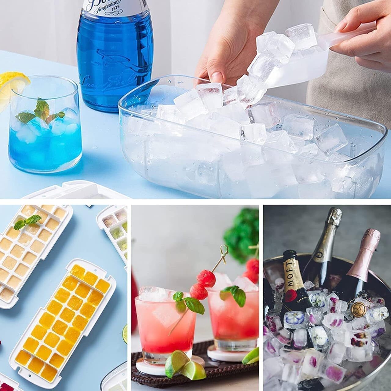 ICE CUBE TRAY WITH LID AND BIN(24 CUBE)