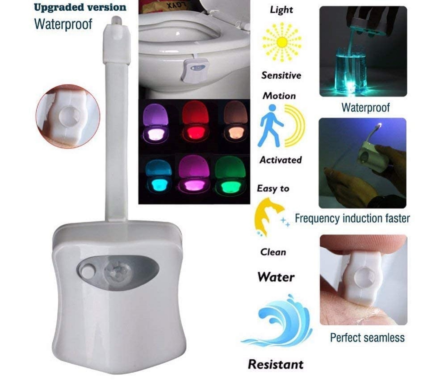 Plastic Motion Sensor Led Night Lights For Toilet