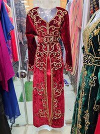 Dubai Moroccan Kaftan Arabic Abaya Fancy Hand Zari Velvet kaftan Farasha Floor Length Party Wear Wedding Stylish Jalabiya Women Dress