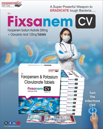 Tablet Faropenem Sodium 200mg + Clavolanic acid 125mg