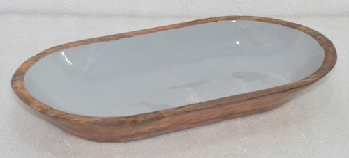 14 Inch Wooden Dish With Enamel Finish