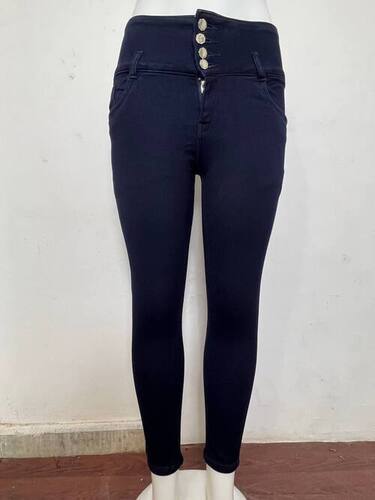 M Moddy 616C-BLUE 4 Button Dark Blue Slim Fit Women Jeans