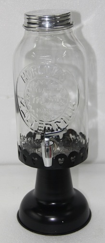 27 cm Glass Dispenser With Wood Base