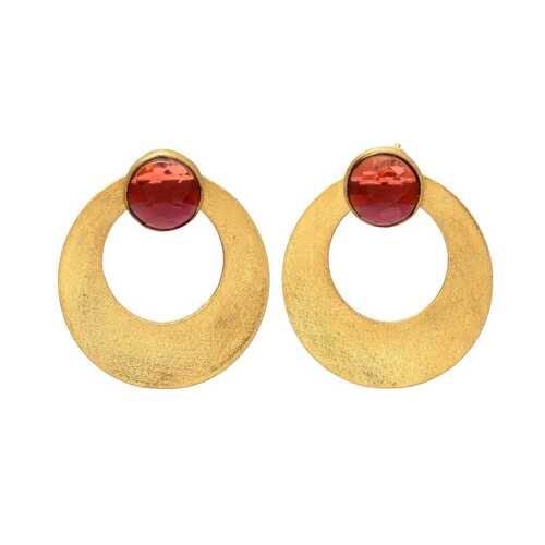 Garnet Hydro Golden Hoop Earring