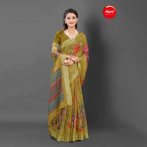 Pure Digital Printed Linen Saree