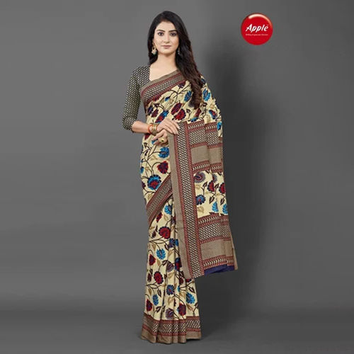 Multicolor Ladies Digital Printed Linen Saree