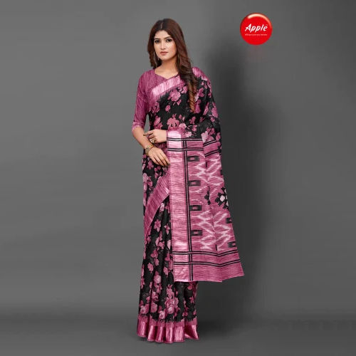 Linen Satin Patta Saree