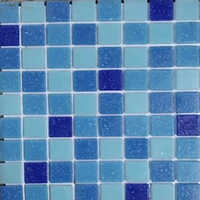 20mm Glass Mosaic Tiles - Marble Stone Material, Square Edge Design , Matt Finish In Blues For Elegant Interior Flooring Solutions