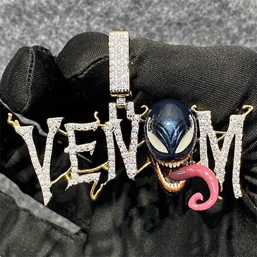 Venom Name Metal Diamond Pendant - Diamond Clarity: I3