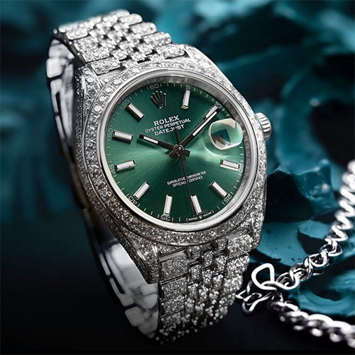 Diamond studded rolex best sale