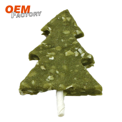 Chicken with Rawhide and Green Tea Christmas Tree Christmas Senior Dog Treats OEM Dog Snacks